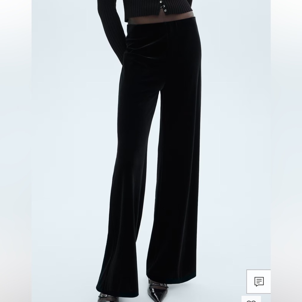 Mango Black Velvet Women's Pants